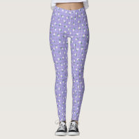 Leggings Roxas com Margaridas em Xadrez (pequena e