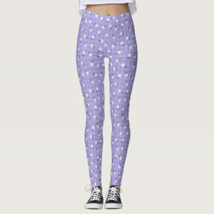 Leggings Roxas com Margaridas em Xadrez (pequena e