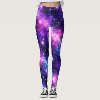 Leggings Seamless Galáxia Nebulosa Azul Roxo Cosm