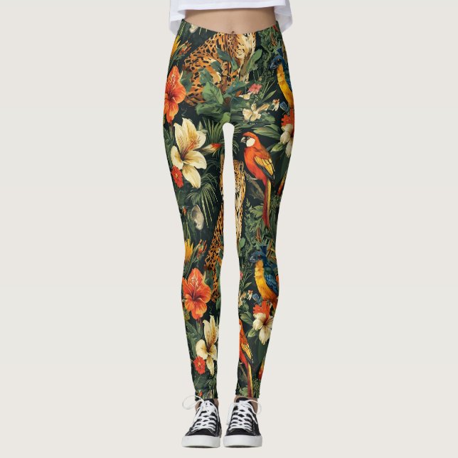 Leggings Sobre Impressão da selva tropical (Frente)