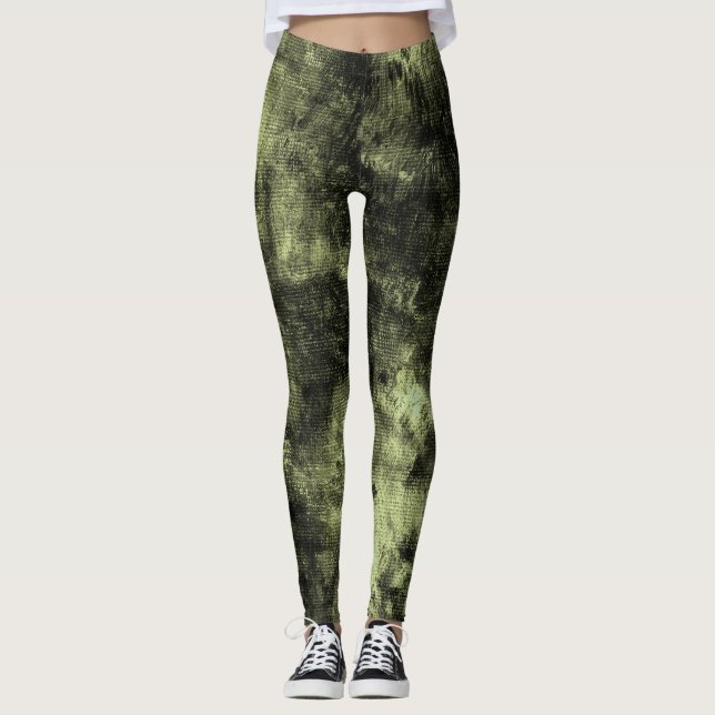 Leggings Spandex Texturizadas de Grunge Olive (Frente)