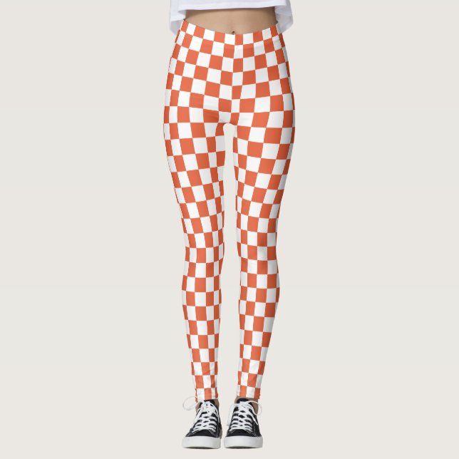 Leggings Spandex Verificadas Laranja e Branco (Frente)