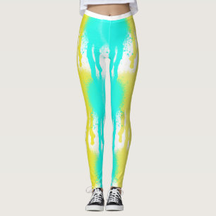 Leggings Splatter multicolorido executando diversã