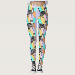Leggings Tabby Cat Pastel Harelquin