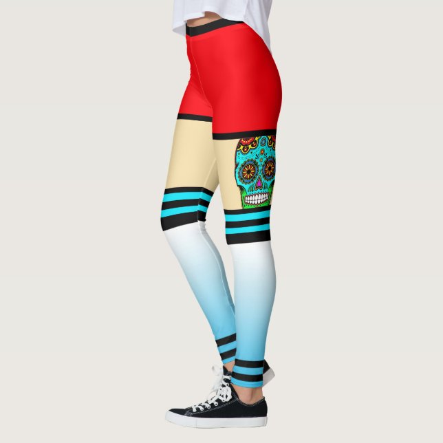 Leggings Tatuagem de Crânio de Açúcar (Esquerda)