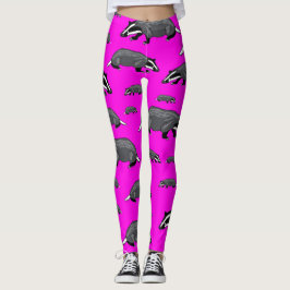 Leggings Tatuagem de Texugo Rosa