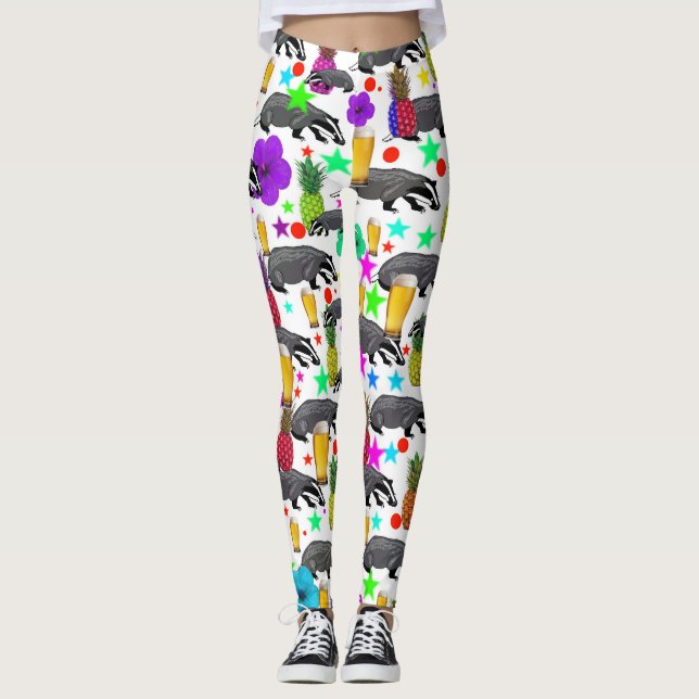 Leggings Temáticos de Cerveja e Texugos (Frente)