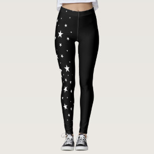 Leggings Têmicas de Estrelas Brancas Celestiais