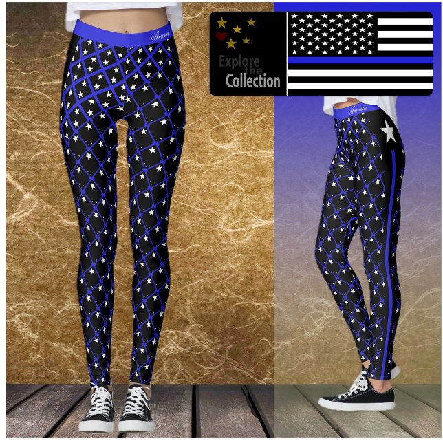 Leggings Thin Blue Line, moda de bandeira, América (Criador carregado)