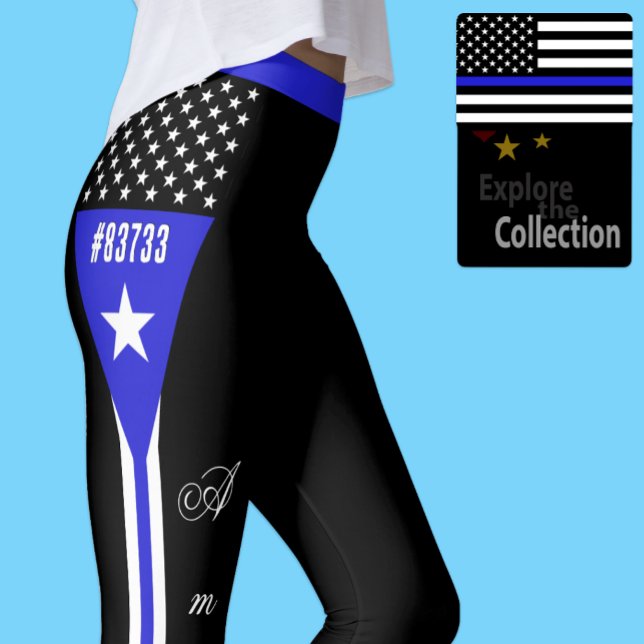 Leggings Thin Blue Line, personalizadas, Sinalizad (Criador carregado)