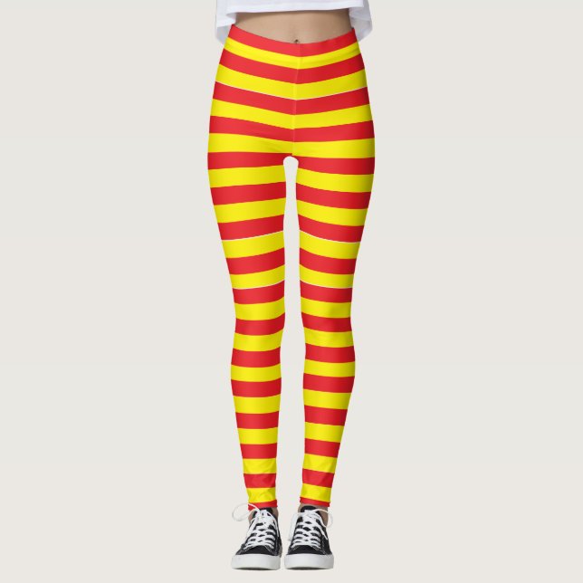 Leggings tiradas de vermelho e amarelo (Frente)