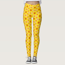Leggings Trabalho de arte amarelas e laranja