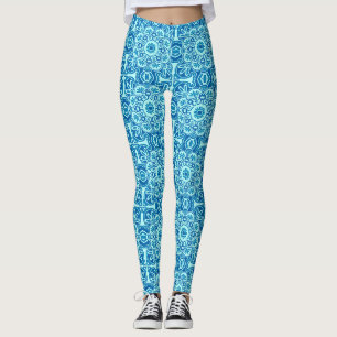 Leggings Tribais Azuis e Turquesas