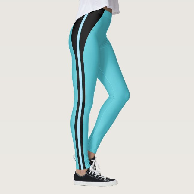 Leggings Turquesa com Listras Pretas (Direita)