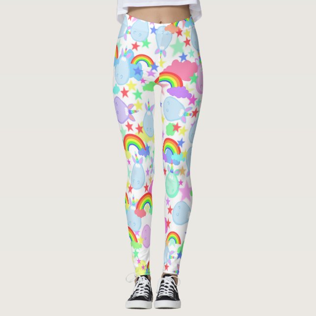Leggings Unicórnios E Arco-íris (Frente)