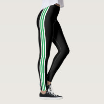 Leggings Verde Branco com Faixa Lateral Preta Suas
