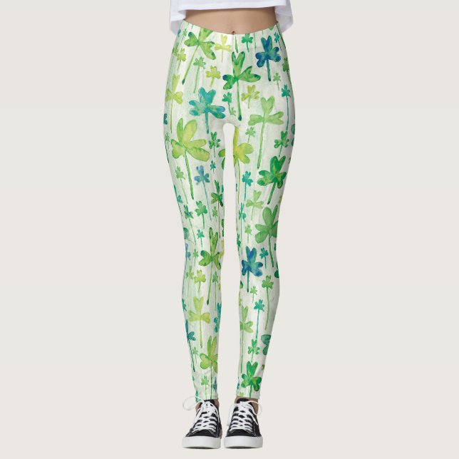 Leggings Verde Claro do Dia de São Patrício com Tr (Frente)