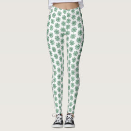 Leggings Verde com Padrão de Xadrez de Floco de Ne