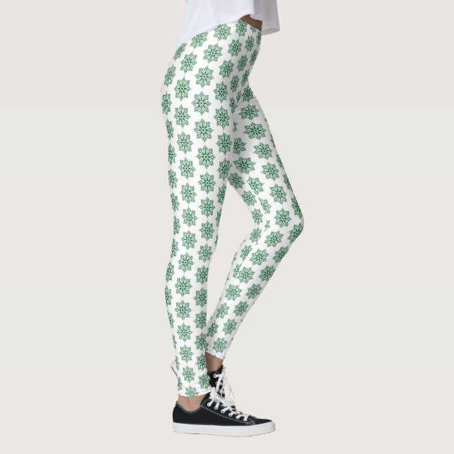 Leggings Verde com Padrão de Xadrez de Floco de Ne (Direita)