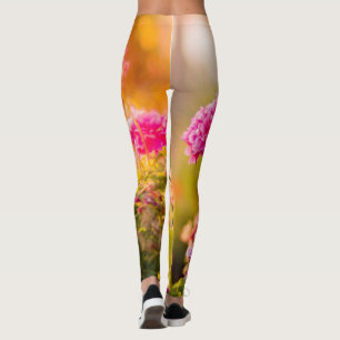 Leggings verde floral rosas estilo de vida feminin