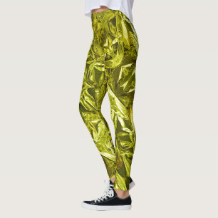 Leggings Verde Lima Abstrato Metálico 101