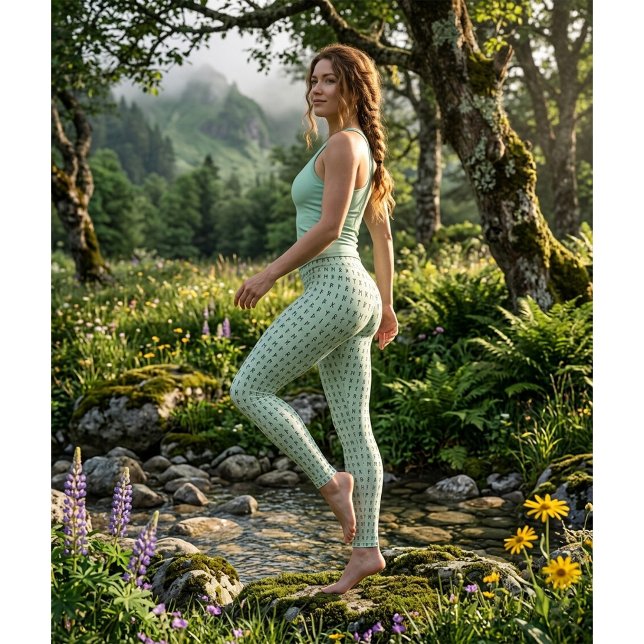 Leggings Verde Salvia Tendências com Símbolos Rúni (Criador carregado)