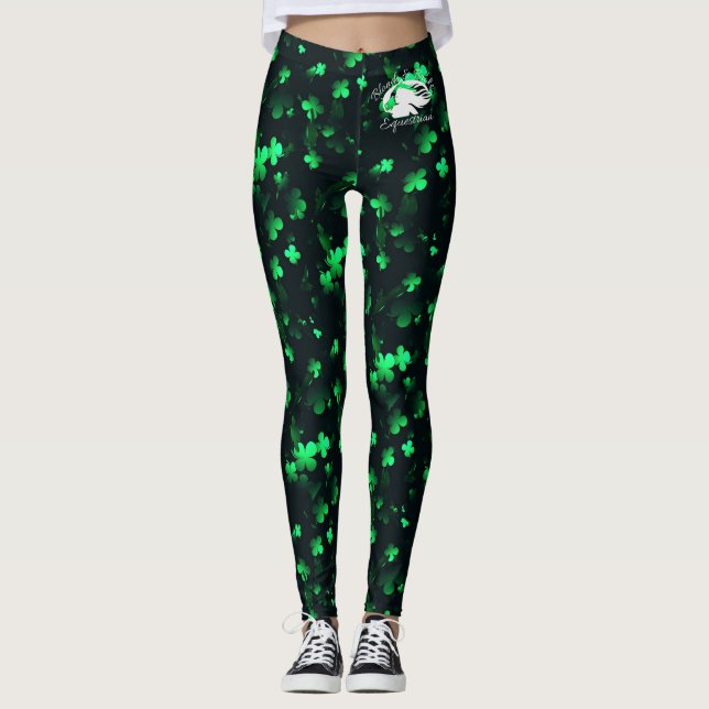 Leggings verdes com logotipo branco B&BE (Frente)