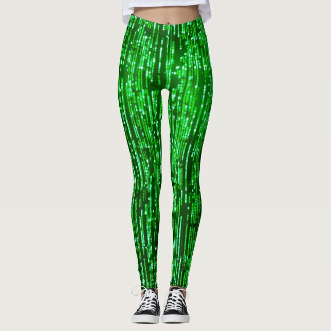 Leggings verdes de alta cintura para mulheres - co (Frente)