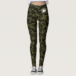 Leggings verdes de camuflagem com logotipo branco 