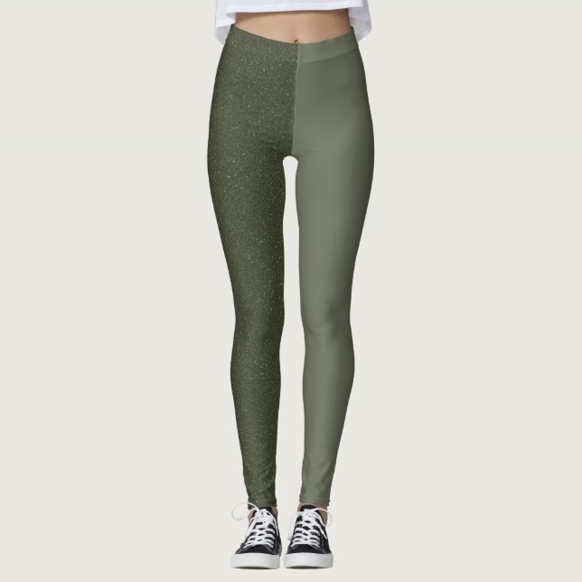 Leggings Verdes De Motoso De Dois Tons (Matte + Te (Frente)