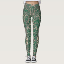 Leggings verdes de padrão gótico