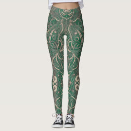 Leggings verdes de padrão gótico