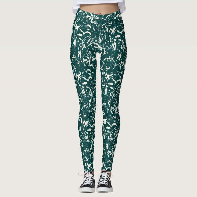 Leggings Verdes Esmeralda Abstratos (Frente)