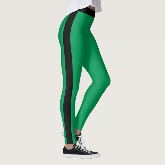 Leggings verdes - Faixa lateral preta ou escolha c (Direita)
