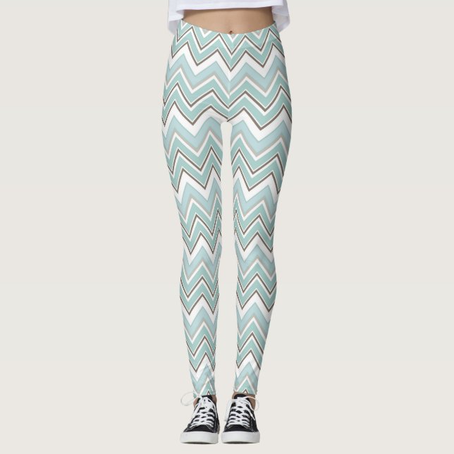 Leggings verdes mestiças de chevron feminino (Frente)