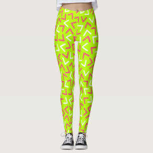 Leggings verdes padrão dos anos 80 da Tendy