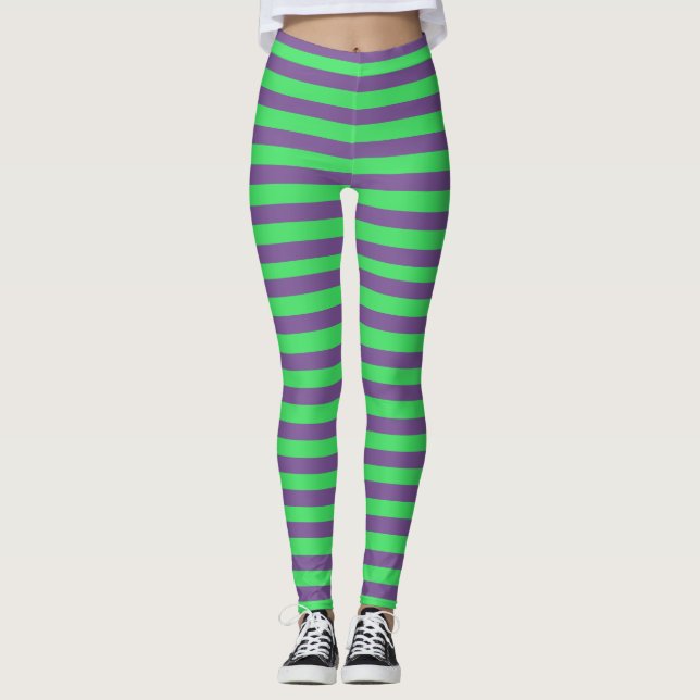 Leggings verdes roxas do Halloween (Frente)