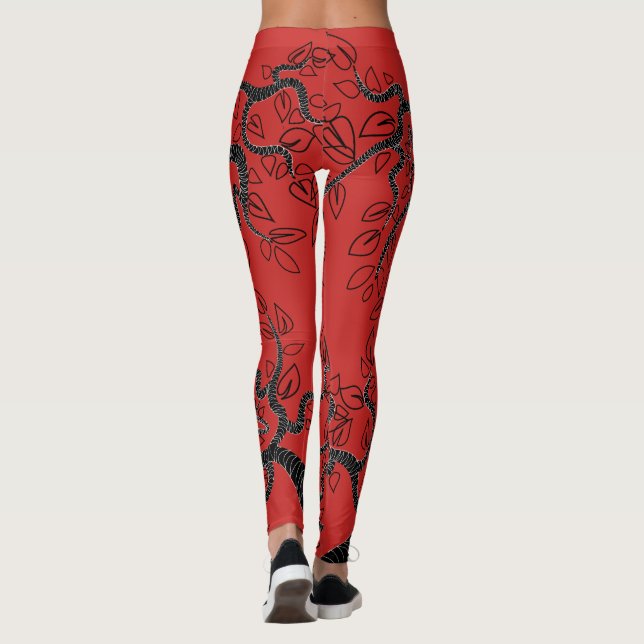 Leggings Vermelhas com Design de Árvores - Escolhe (Verso)