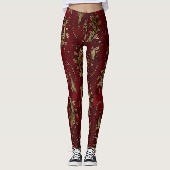 Leggings vermelhas e Douradas (Frente)