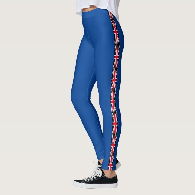 Leggings Verticais Union Jack - Vermelho Azul Band (Esquerda)