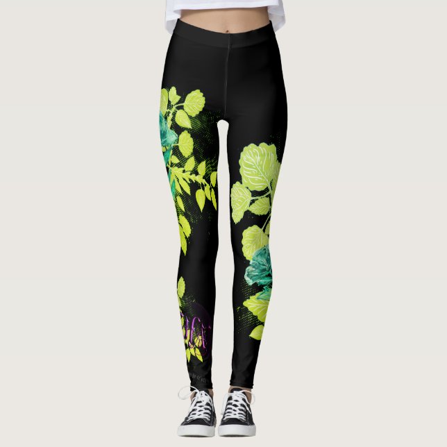 Leggings Vinta Geisha green Flowers (Frente)