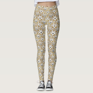 Leggings Vintage Steampunk Engrenagens Douradas e