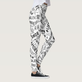 Leggings with Love Text Multi Language Word