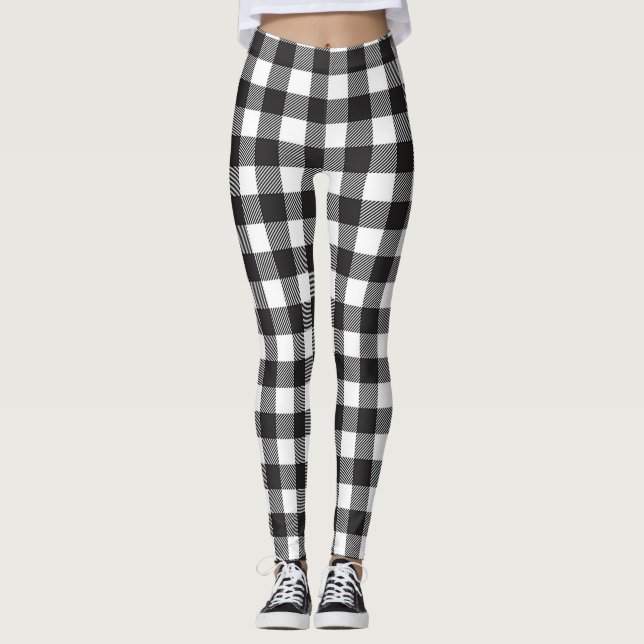 Leggings Xadrez Búfalo Preto e Branco (Frente)