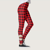Leggings Xadrez Caminhão Árvore de Natal Vermelha