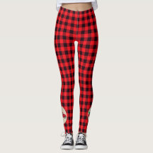 Leggings Xadrez Caminhão Árvore de Natal Vermelha 