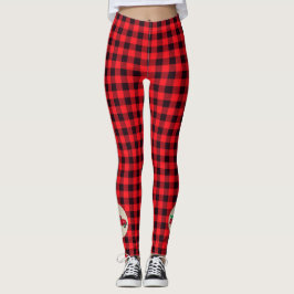 Leggings Xadrez Caminhão Árvore de Natal Vermelha