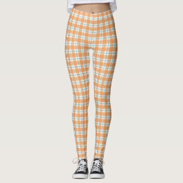 Leggings xadrez com um laranja, azul vibrante