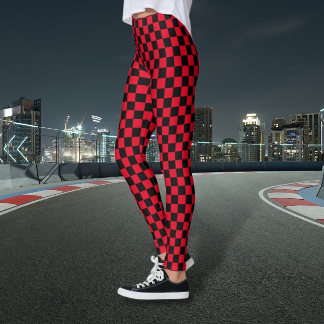 Leggings Xadrez Preto e Vermelho (Criador carregado)