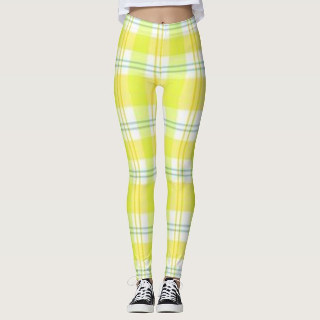 Leggings Xadrez Verde Amarelo (Frente)